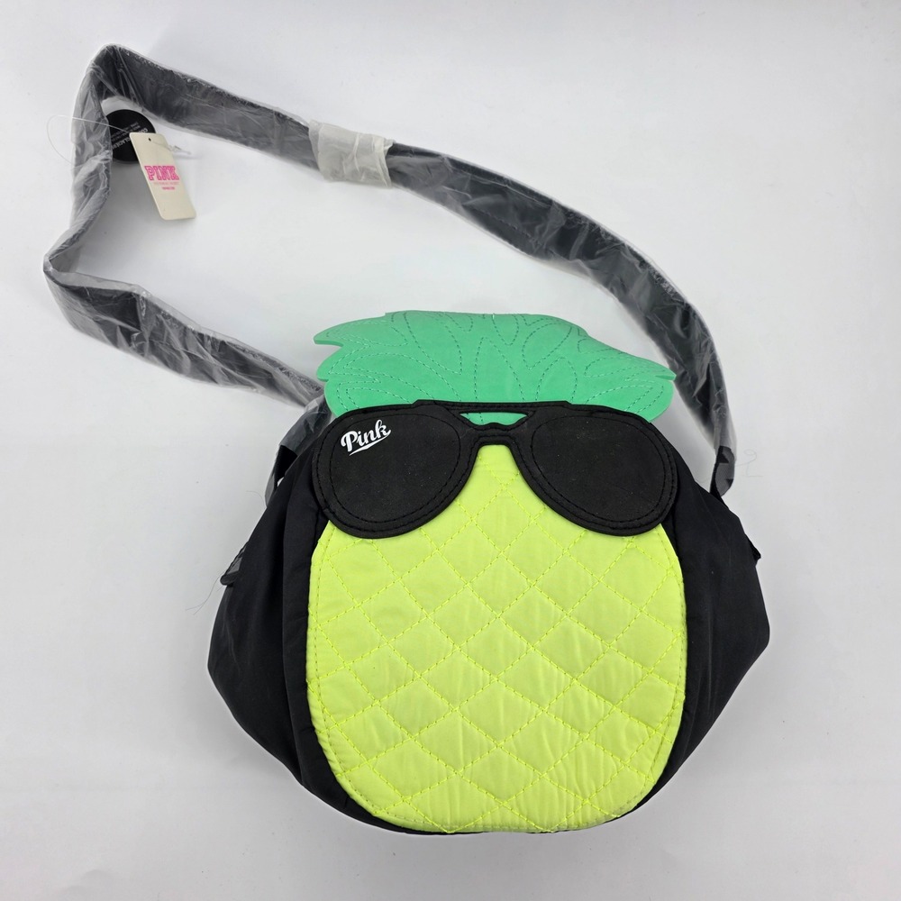 Victoria's‎ Secret PINK Pineapple Cooler Bag Crossbody Black Yellow Green NWT